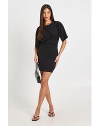 Boohoo - Cap Sleeve Ruched Waist Detail Mini Dress - Lyst