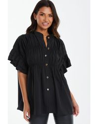 Quiz - Button Ruched Blouse - Lyst