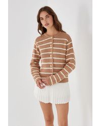 Hiccup - Striped Knit Cardigan With Crew Neck - Lyst