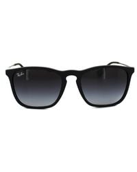 Ray-Ban - Round Rubber Zwarte Gradiënt Grijze Zonnebril - Lyst