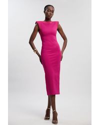 Karen Millen - Petite Studded Ponte Jersey Midi Dress - Lyst