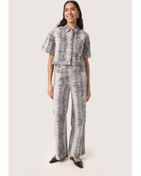 Soaked In Luxury - Pants Suiting Regular Fit Grey Snake Print Grey - Lyst