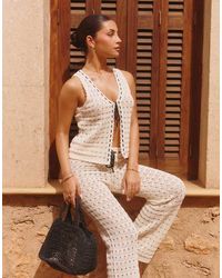 The Frolic - X Lydia Kara Exclusive Crochet Contrast Thread Trim Beach Waistcoat Top Co-Ord - Lyst