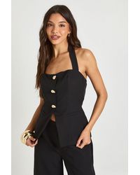 Boohoo - Button Halter Square Neck Waistcoat - Lyst