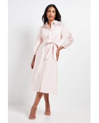 Wallis - Petite Occasion Cotton Cutwork Detail Shirt Dress - Lyst
