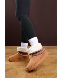 Where's That From - Wheres 'Flora' Suede Flat Slippers With Embroidered Trim Detail - Lyst