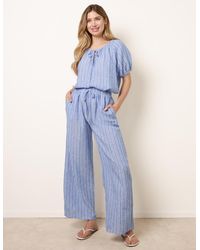 Blue Vanilla - Tie Waist Stripe Wide Leg Trousers - Lyst