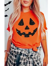 Azura Exchange - Pumpkin Glitter Tee Halloween Tshirt - Lyst
