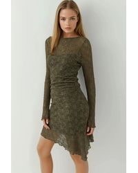 Hiccup - Asymmetric Lace Mini Dress With Boat Neck - Lyst