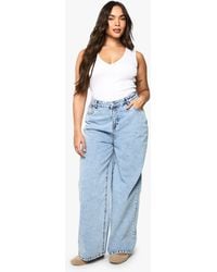 Boohoo - Plus High Waist Bum Shaper Wide Leg Jean - Lyst