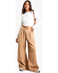 Boohoo - Pleated Woven Wide Leg Trouser - Lyst