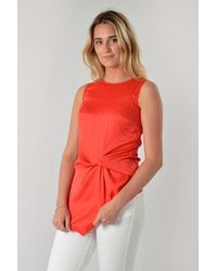 Secret Label - Round Neck Twist Front Sleeveless Blouse - Lyst