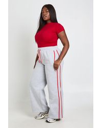 Boohoo - Plus Side Stripe Wide Leg Joggers - Lyst