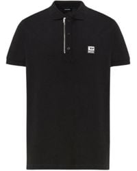 DIESEL - T-Harry Schwarzes Poloshirt Mit Reißverschluss - Lyst