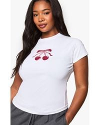 Boohoo - Plus Cherry Ribbon Fitted Top - Lyst