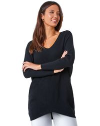 Roman - Animal Print Tie Back V-Neck Jumper - Lyst