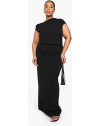 Boohoo - Plus Rouched Asymmetric Maxi Dress - Lyst