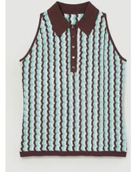 Karen Millen - Plus Size Knit Contrast Collar Pointelle Sleeveless Midi Top - Lyst