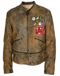 Golden Goose - Golden Goose Deluxe Merk Leren Jas Bruin - Lyst