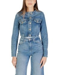Guess - Jas Met Ronde Hals En Knoopsluiting En Lange Mouwen En Zakken Aan De Voorkant - Lyst