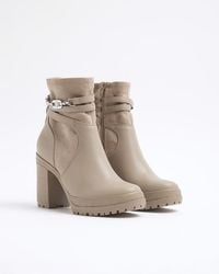 River Island - Heeled Boots Hardware Strap - Lyst