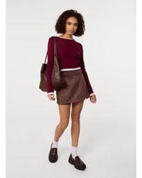 Pink Vanilla - Suede Skort Slit Skirt - Lyst