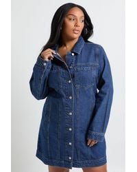 Boohoo - Plus Western Denim Mini Dress - Lyst