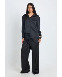 Boohoo - Tall Satin Shirt Trouser Co-Ord With Tie Waist - Lyst