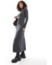 ASOS - Long Sleeve Scoop Neck Midi Dress With Seam Detail - Lyst