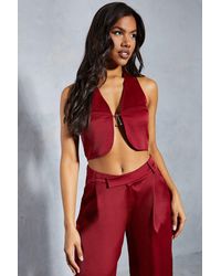 MissPap - Textured Satin Trim Sleeveless Top - Lyst