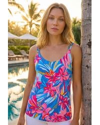 Roman - Tropical Floral V-Neck Strap Detail Cami Top - Lyst