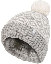 Heat Holders - Ladies Patterned Turnover Bobble Hat - Lyst