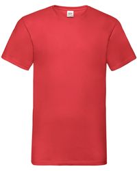 Fruit Of The Loom - Valuegewicht V-hals, T-shirt Met Korte Mouwen. (rood) - Lyst