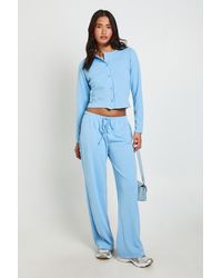 Boohoo - Stripe Minimal Waistband Wide Leg Trousers - Lyst