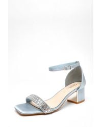 Quiz - Wide Fit Light Satin Low Block Heel Sandals - Lyst