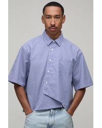 BoohooMAN - Oversized Boxy Asymmetric Gingham Shirt - Lyst