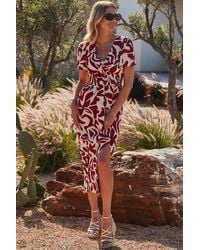 Sosandar - Floral Print Angel Sleeve Midi Dress - Lyst