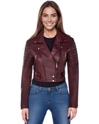 Infinity Leather - Cropped Brando Biker Jacket-Bellville Lamb Leather - Lyst