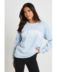 Boohoo - St Tropez Printed Washed Oversized Sweatshirt - Lyst