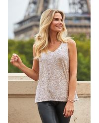 Sosandar - Champagne Sequin Cami Top - Lyst