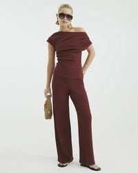 River Island - Wide Leg Trousers Textured - Lyst