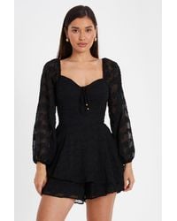 Quiz - Floral Jacquard Tiered Playsuit - Lyst