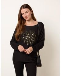 Blue Vanilla - Embroidered Sequin Flower Top - Lyst