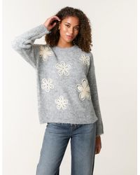 Blue Vanilla - Jumper With Embroidered Flowers - Lyst