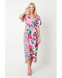 Debut London - By Coast Satin Peony Puff Sleeve Dress - Lyst