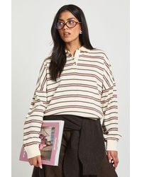 Boohoo - Knitted Stripe Rugby Polo Top - Lyst