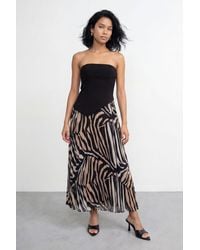Warehouse - Bandeau Bodice Pleated Chiffon Midi Dress - Lyst