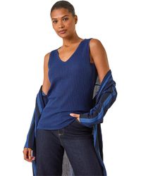 Roman - Stripe Ribbed Knit Vest - Lyst