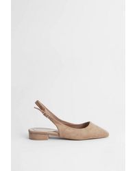 Oasis - Millie Faux Metallic Leather Slingback Flat Shoes - Lyst