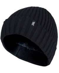 Heat Holders - Ribbed Knit Fleece Lined Insulated Warm Turn Over Cuff Thermal Winter Beanie Hat - Lyst